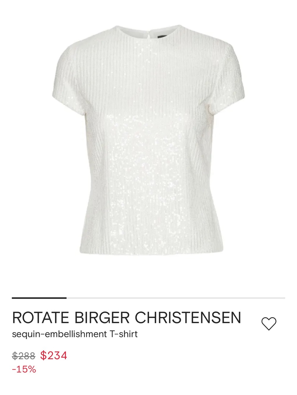 Rotate Birger Christensen White Sequin Short-Sleeve Tee